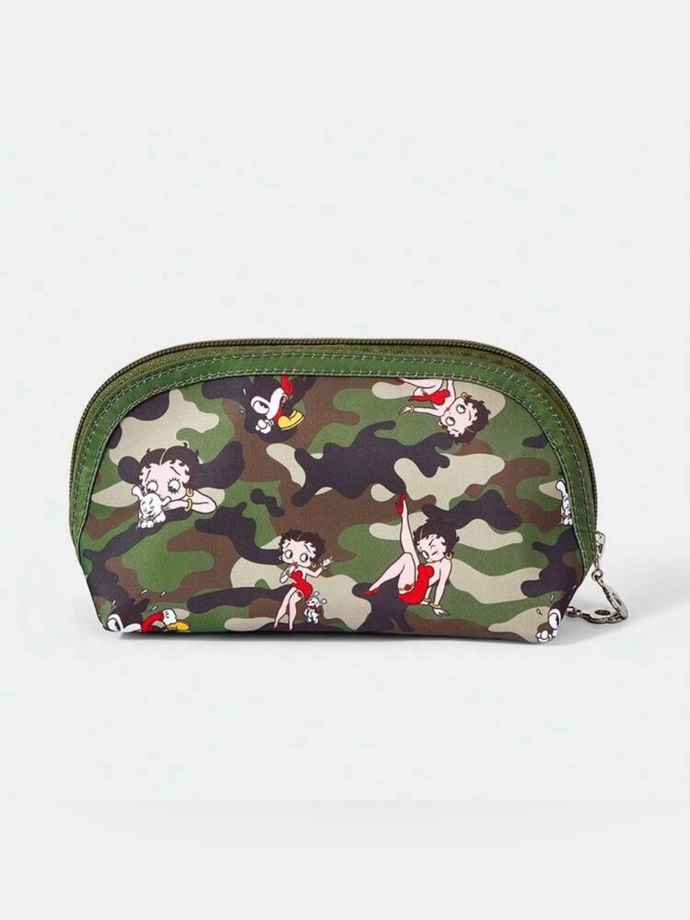 Betty Boop Green Camo Makeup Bag NWT &Heart Shape Compact Mirror